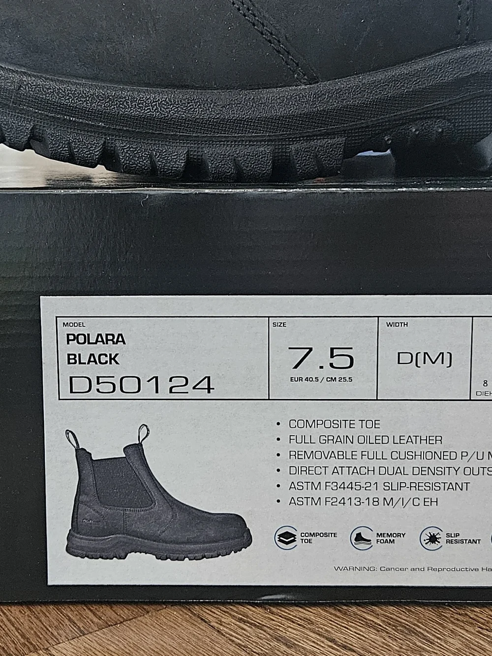 DieHard Polara Black Non-Slip Steel Toe Boots
